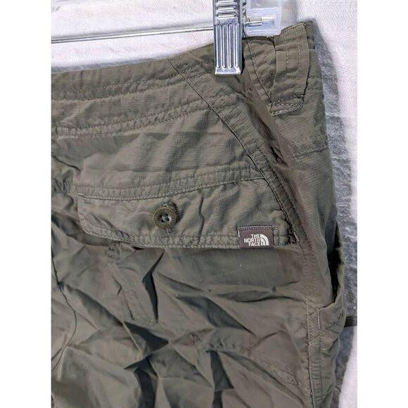 North Face Convertible Hiking Cargo Pant Capri Ripstop Khaki Green Womens 10 Med - Picture 9 of 11